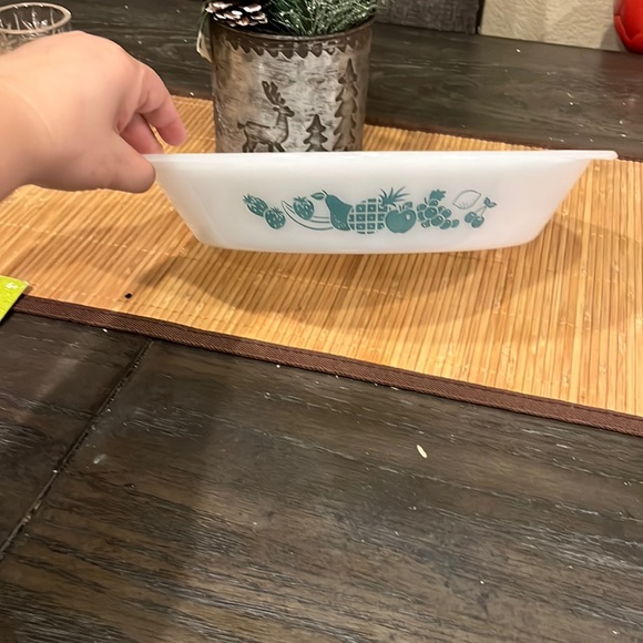 Glasbake USA Vintage Glasbake Divided Casserole with Green Pattern. - Picture 2 of 7
